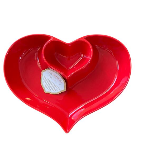 Brandani RED Heart Shaped Porcelain Appetizer Bowl 11in Valentines Day New - Picture 12 of 13